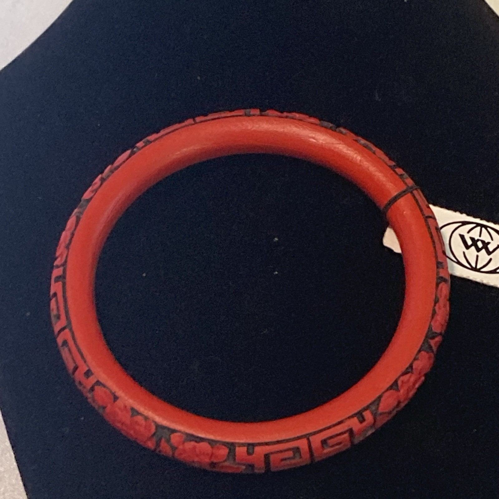 Red Cinnabar Like Carved Bracelet Bangle Retro 70’s-vintage-Style Asia China NWT