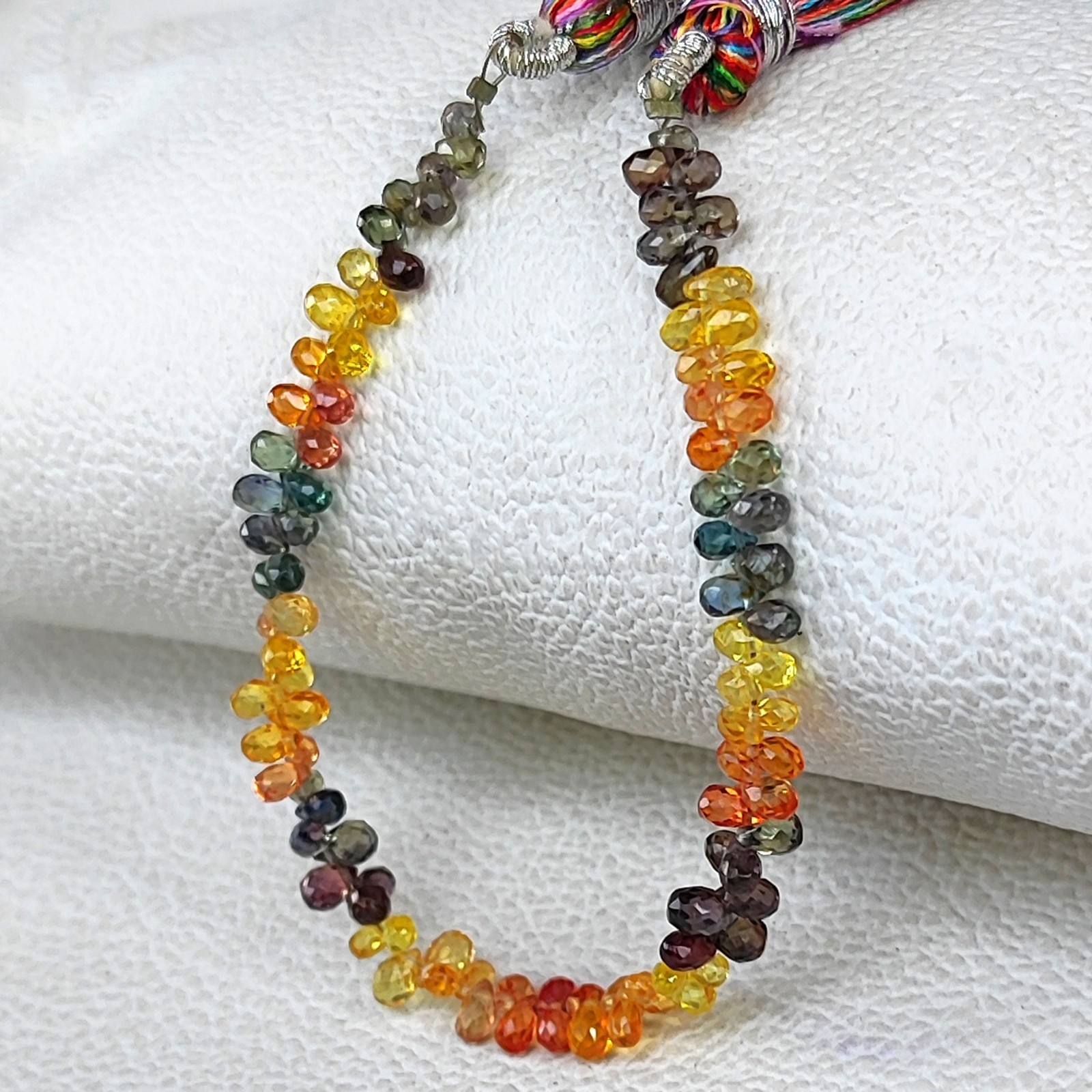 Rainbow Sapphire 4x3mm Faceted Drop Shape Gemstone Beads 5.5 Inch Strand