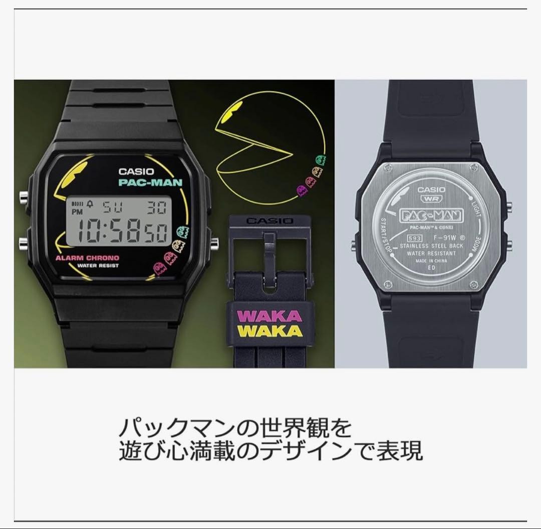 CASIO Pac-Man Limited Collaboration F-91WPC-1AJR Digital Watch Neon Color New