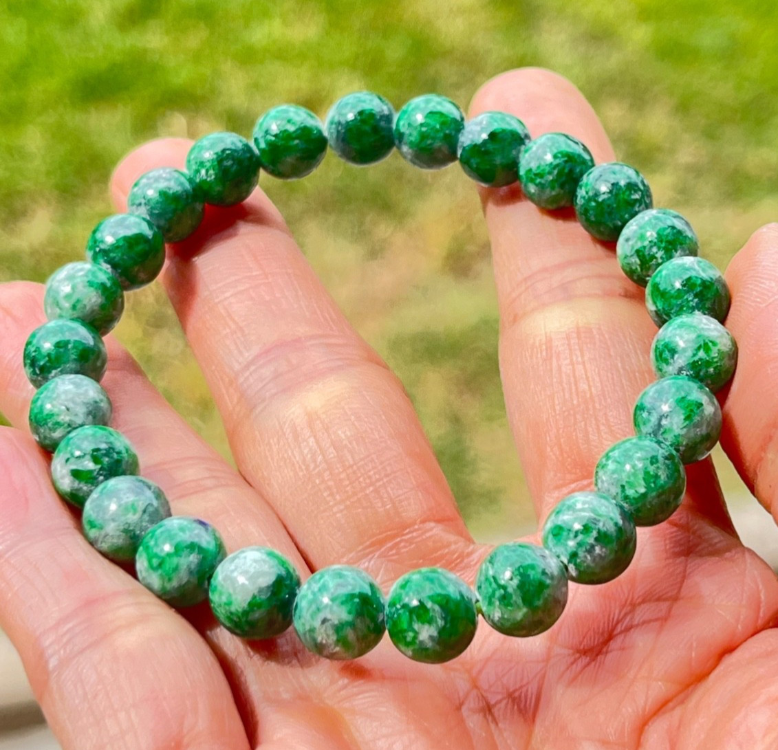 Natural Burmese Jadeite Bracelet – Type A Jade Beads 8mm, 23g – Authentic Healin