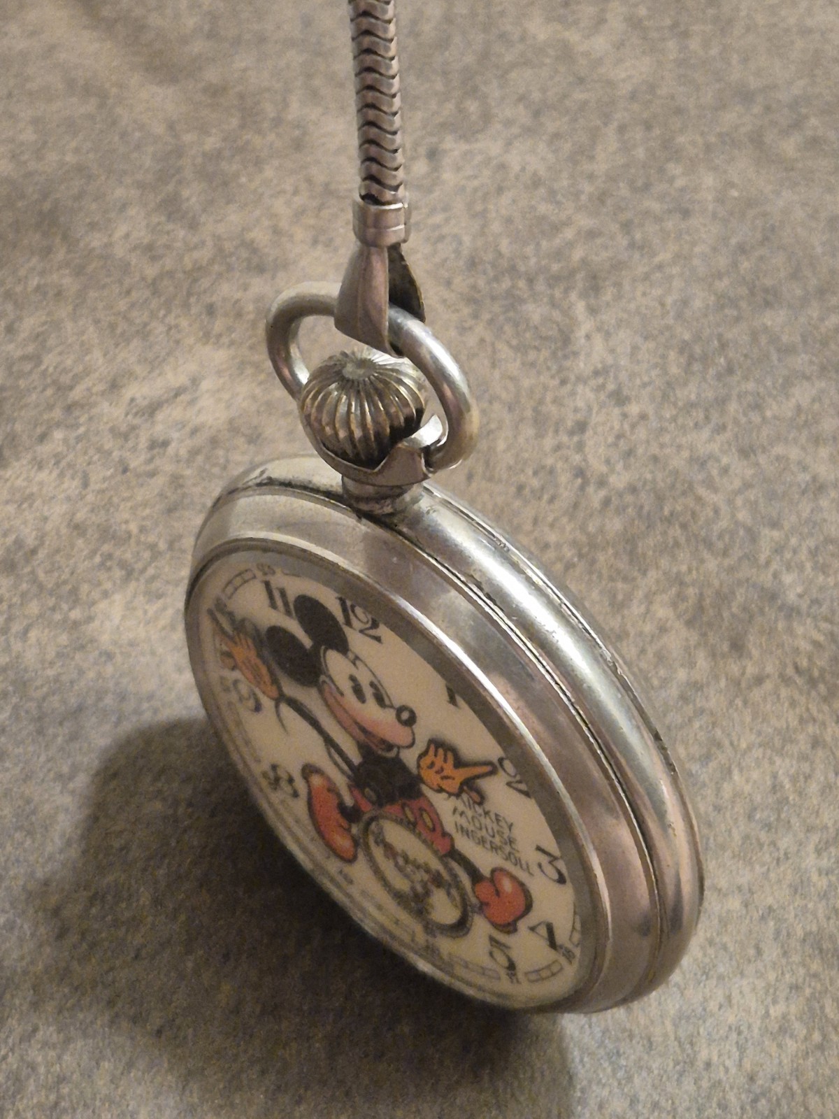 Vintage Ingersoll LTD of London Bearded Mickey Mouse Pocket Watch 50 mm Working
