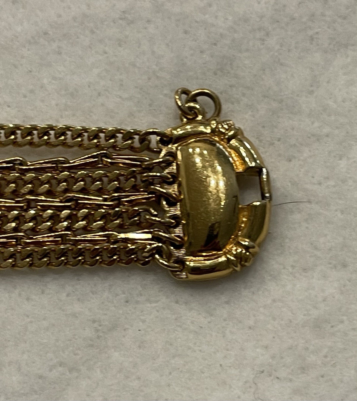 Vintage Monet 7” Gold 7 Strand Braclet With Safety Chain
