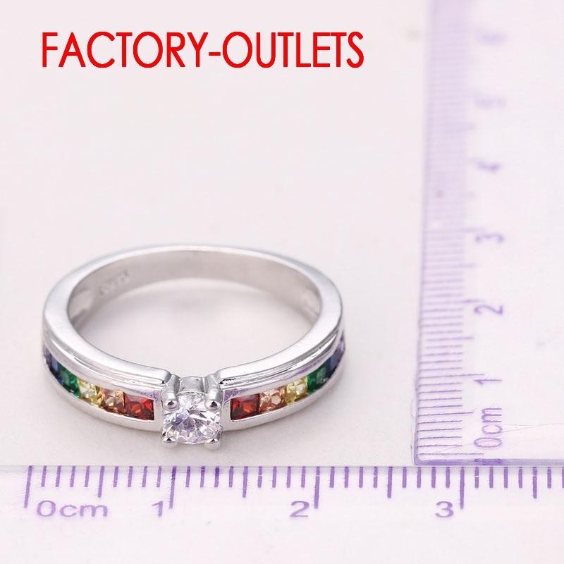 Sterling Silver Ring Colorful Cubic Zirconia Tension Set Women Jewelry Gift