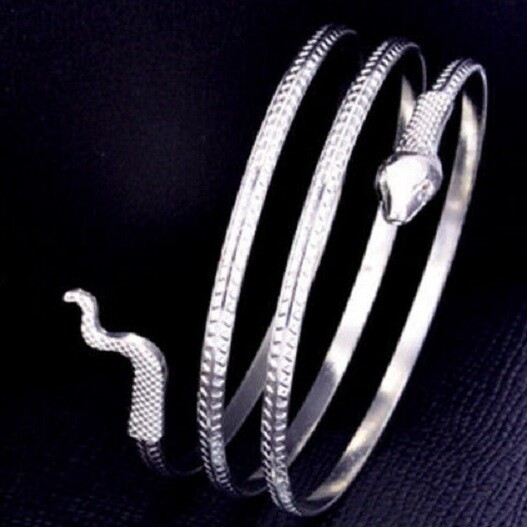 Elegant Unique 925 Sterling Silver New Charms Snake Design Bracelet Bangle Cuff