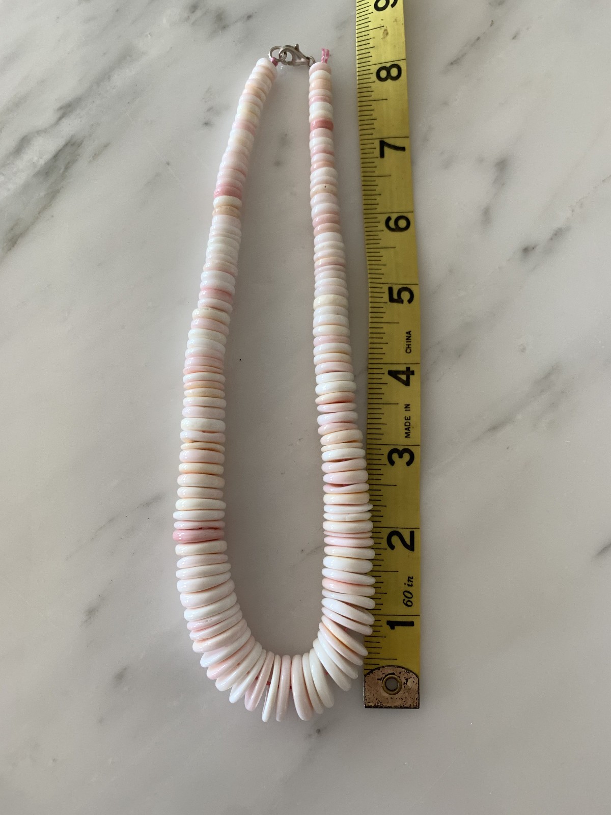 Pink, Peach, Cream and White Conch Large Beaded Shell Necklace, Just Made
