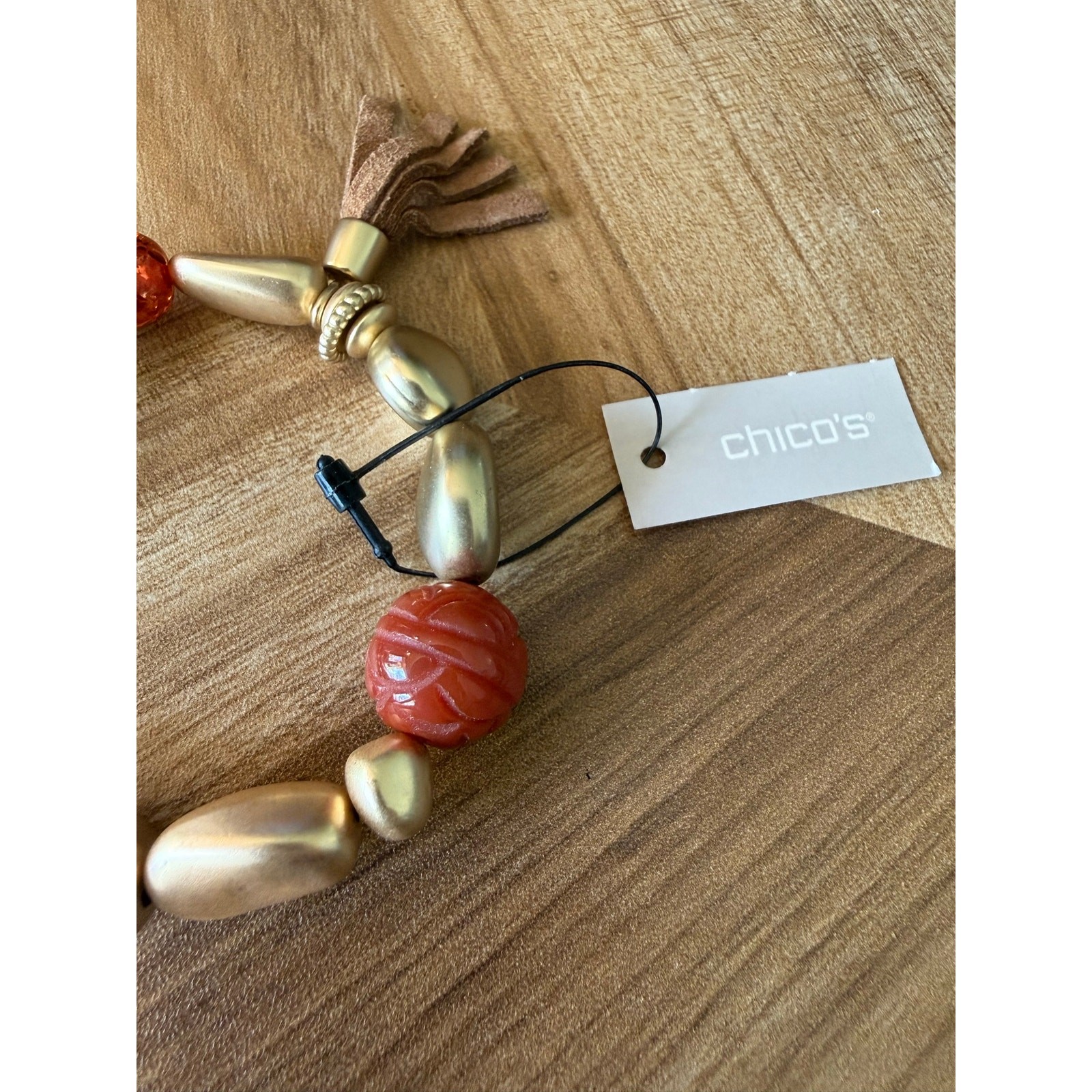 NWT Chico’s Victoria Paprika Stretch Beaded Tassel Bracelet