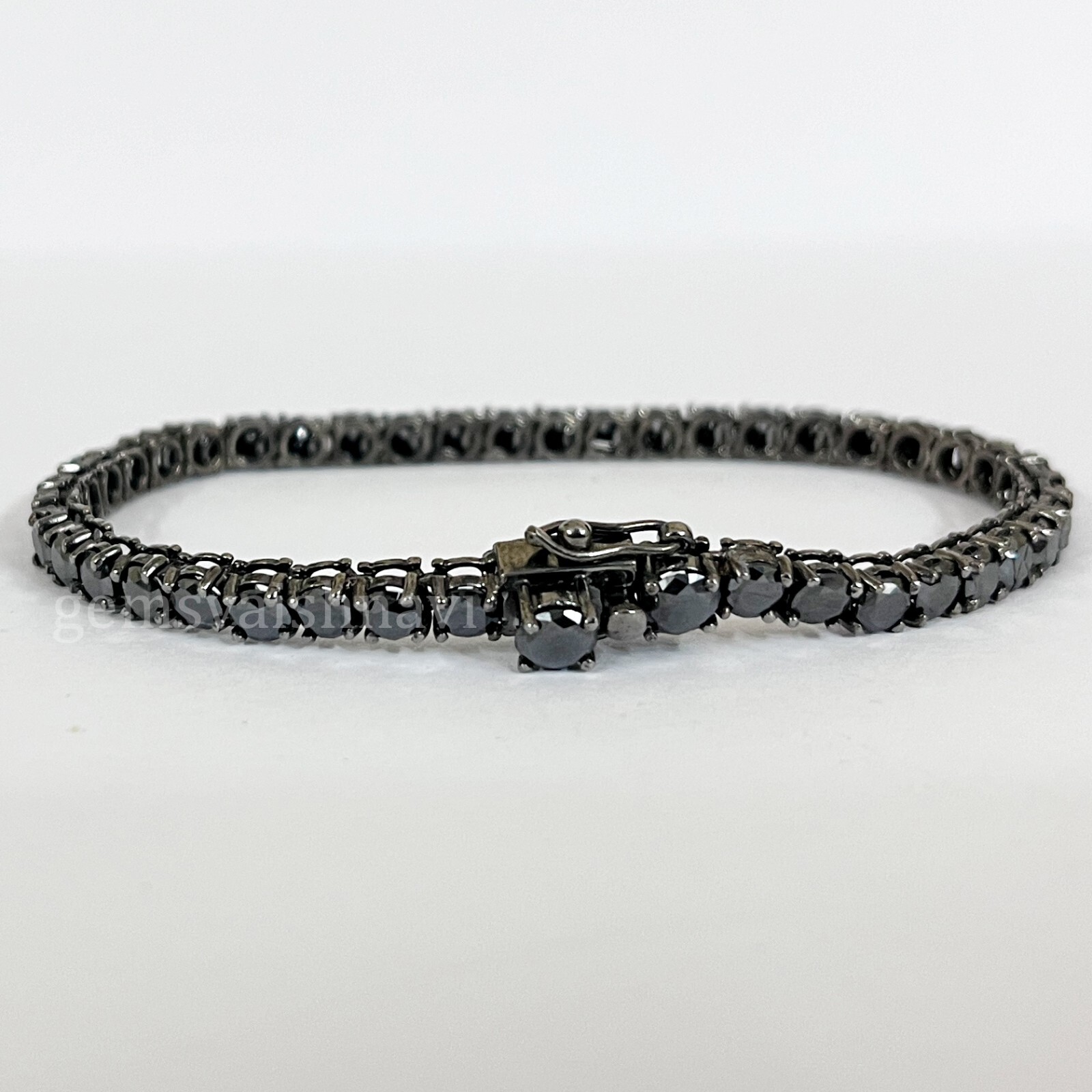 Unisex Black Diamond Tennis Bracelet In 925 Sterling Silver Black Gold Finish !
