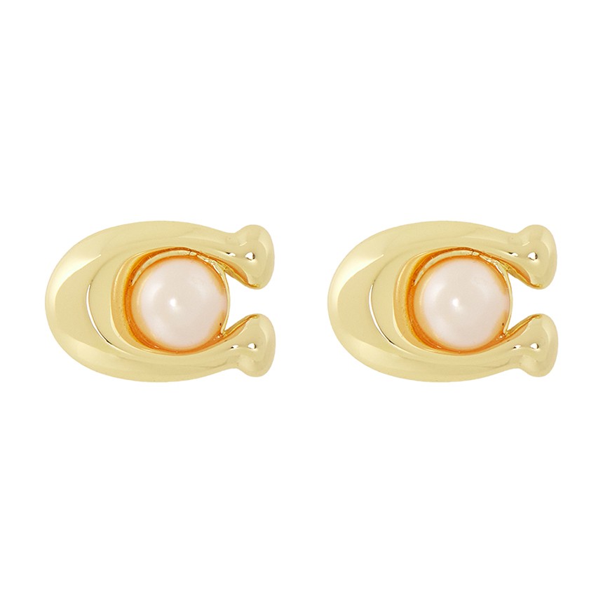 COACH Pearl Signature Woman Earring 341922 GLD 651 NEW ITEM