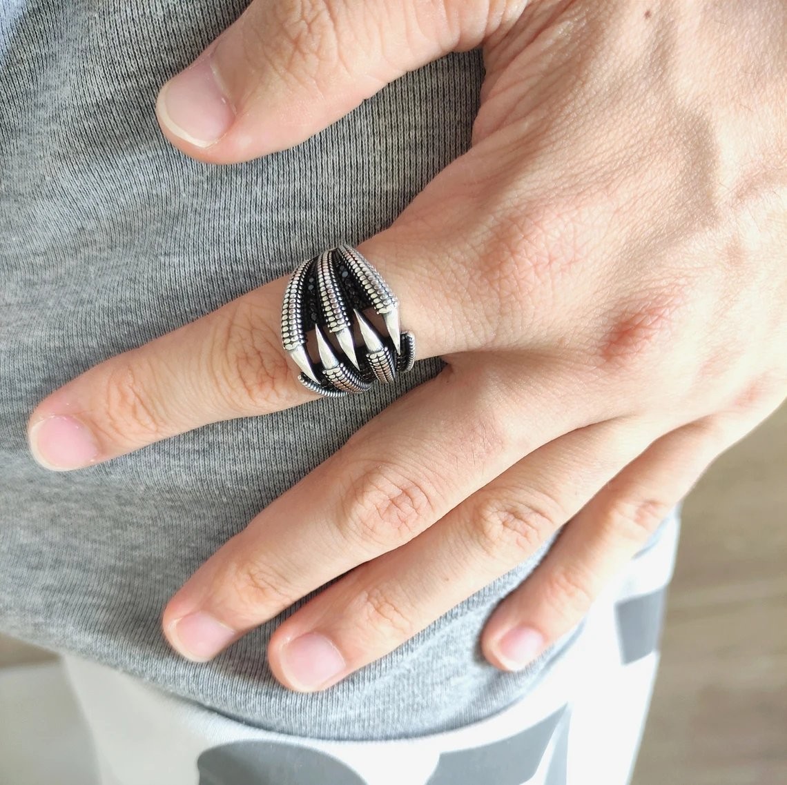 Eagle Claw Ring 925 Sterling Silver Turkish Handcrafted Ring Duty Free