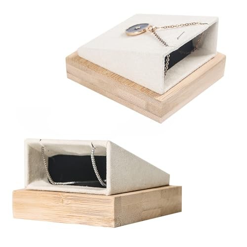4Pcs Bamboo Necklace Holder Organizer Pendant Jewelry Dispaly Stand Beige 4pcs