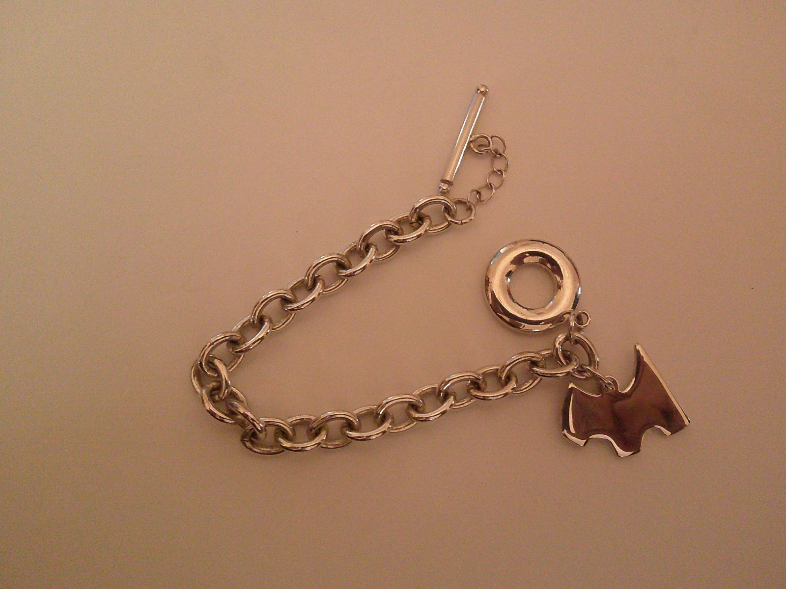 Little Doggie charm silver Round Link bracelet size 7 to 10 inches