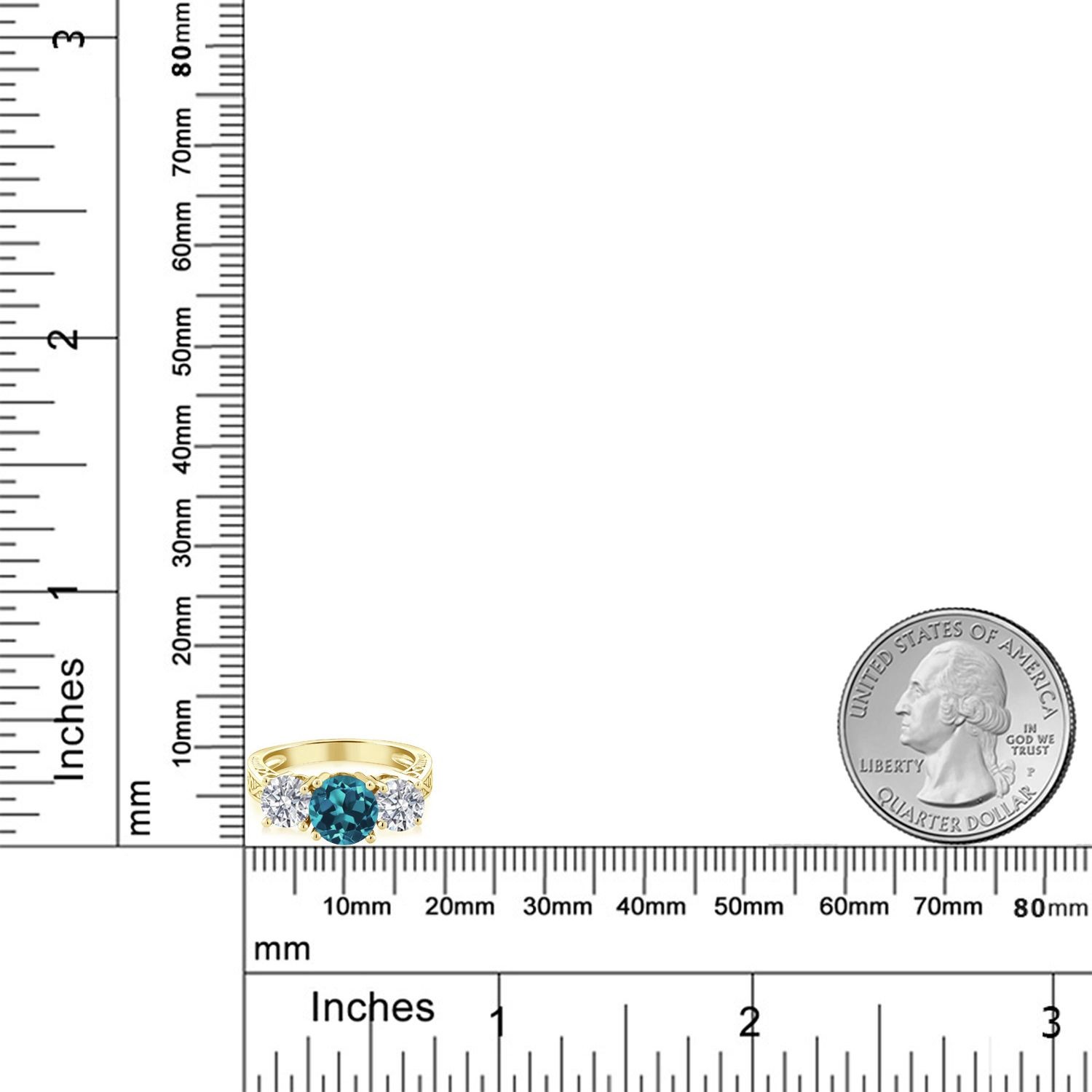 18K Yellow Gold Plated Silver London Blue Topaz and Lab Grown Diamond