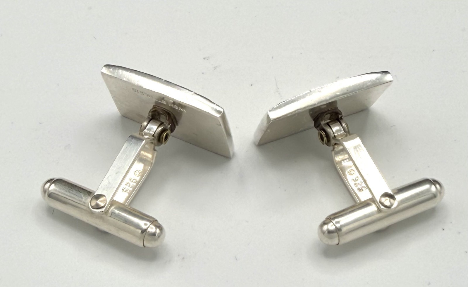 WEH Walter E Hayward Sterling Silver Engine Turned Modernist Cufflinks NOS 12.2g