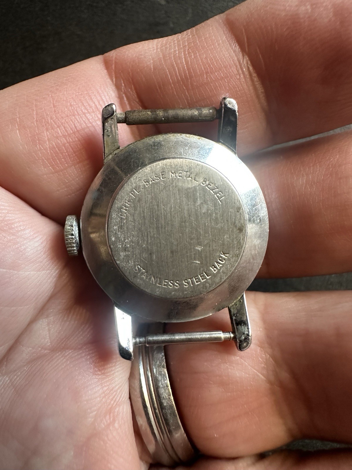 Sears Disney Time Winnie the Pooh Kids Analog Manual 12Hr Silver Metal Band
