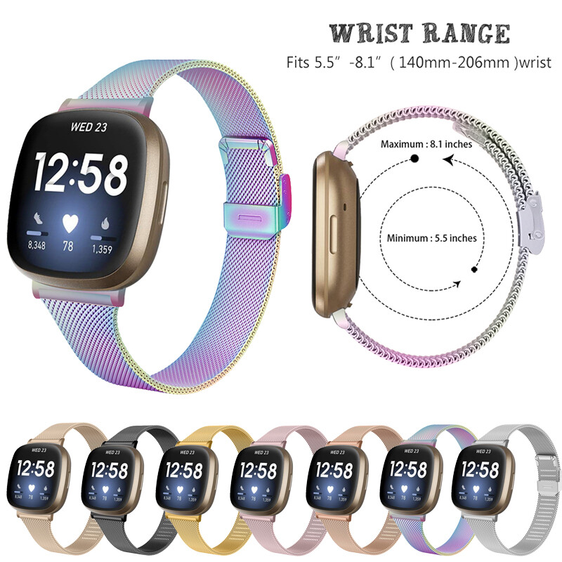 For Fitbit Versa 3 /Sense Stainless Steel Metal Milanese Mesh Watch Band Strap