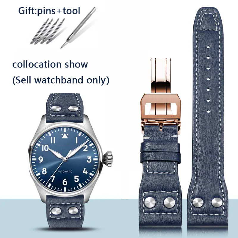 Genuine Leather Willow Nail Strap IWC Big Pilot Mark 18 Portuguese 20-22mm
