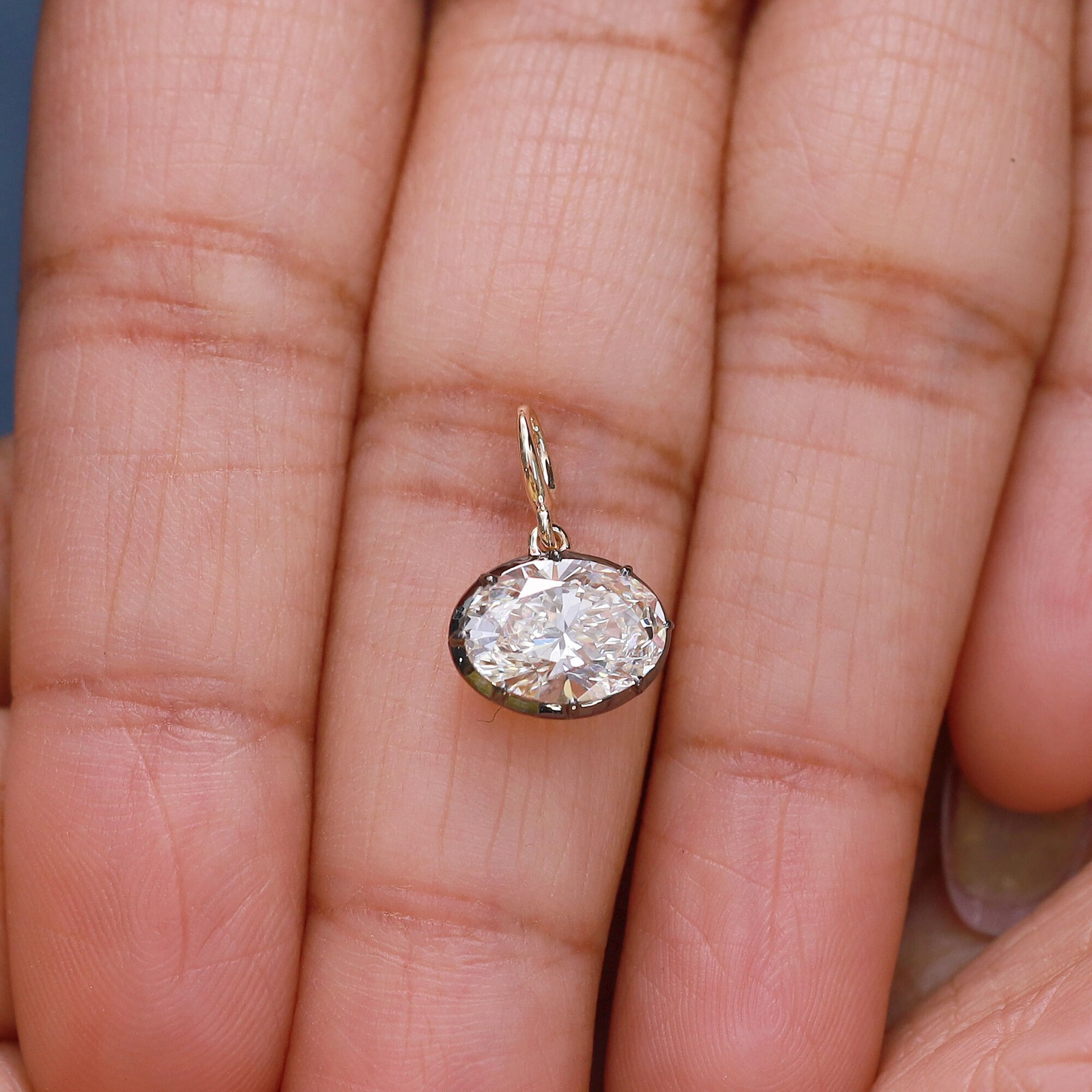 2.15 Ct Oval Lab Grown Diamond Solitaire Pendant 14K Yellow Gold