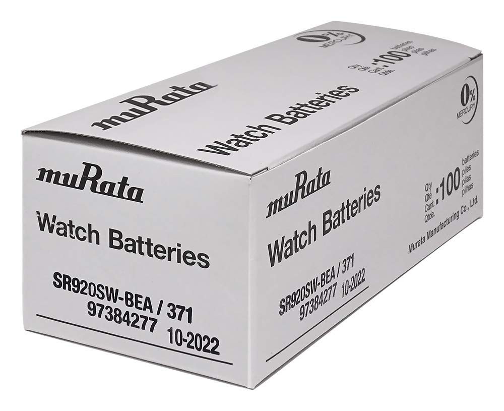 Murata 371 Battery SR920SW 1.55V Silver Oxide Watch Button Cell 100 Batteries