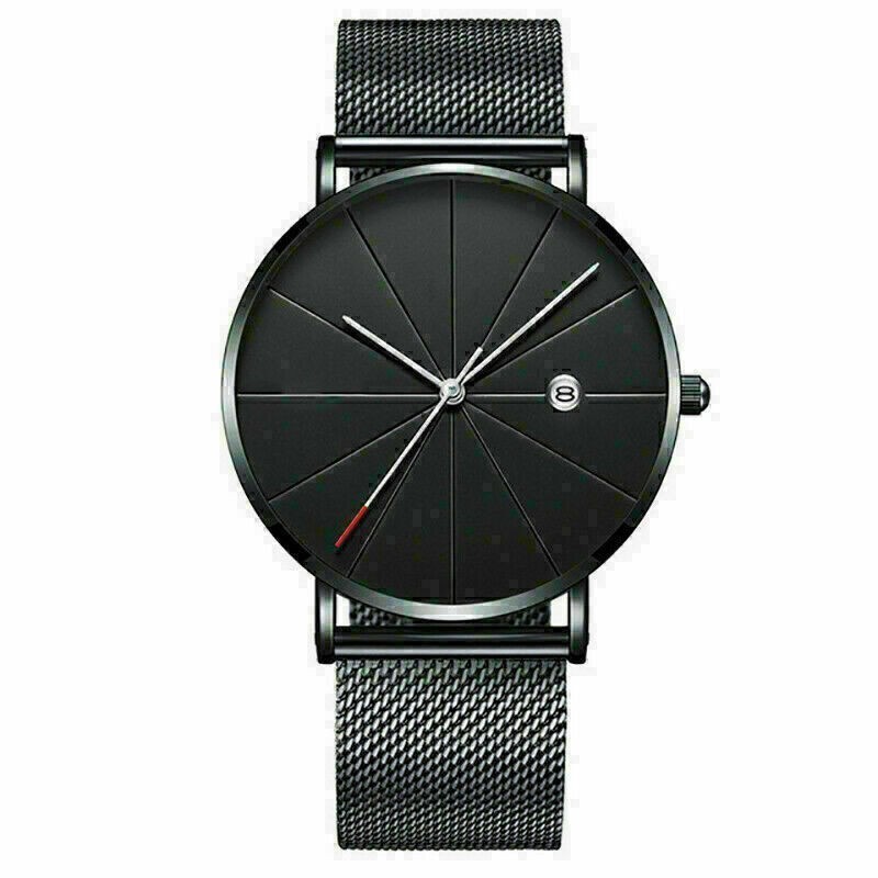 Ultra Casual Men’s Thin Quartz Analog Wrist Watch with Stainless Steel Mesh Band