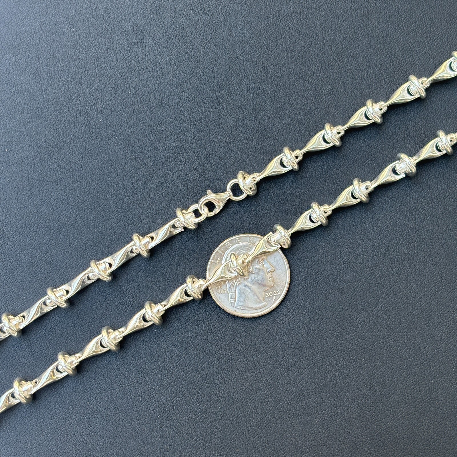 8mm Barbed Wire Chain Necklace – Real Solid 925 Sterling Silver Made In Italy