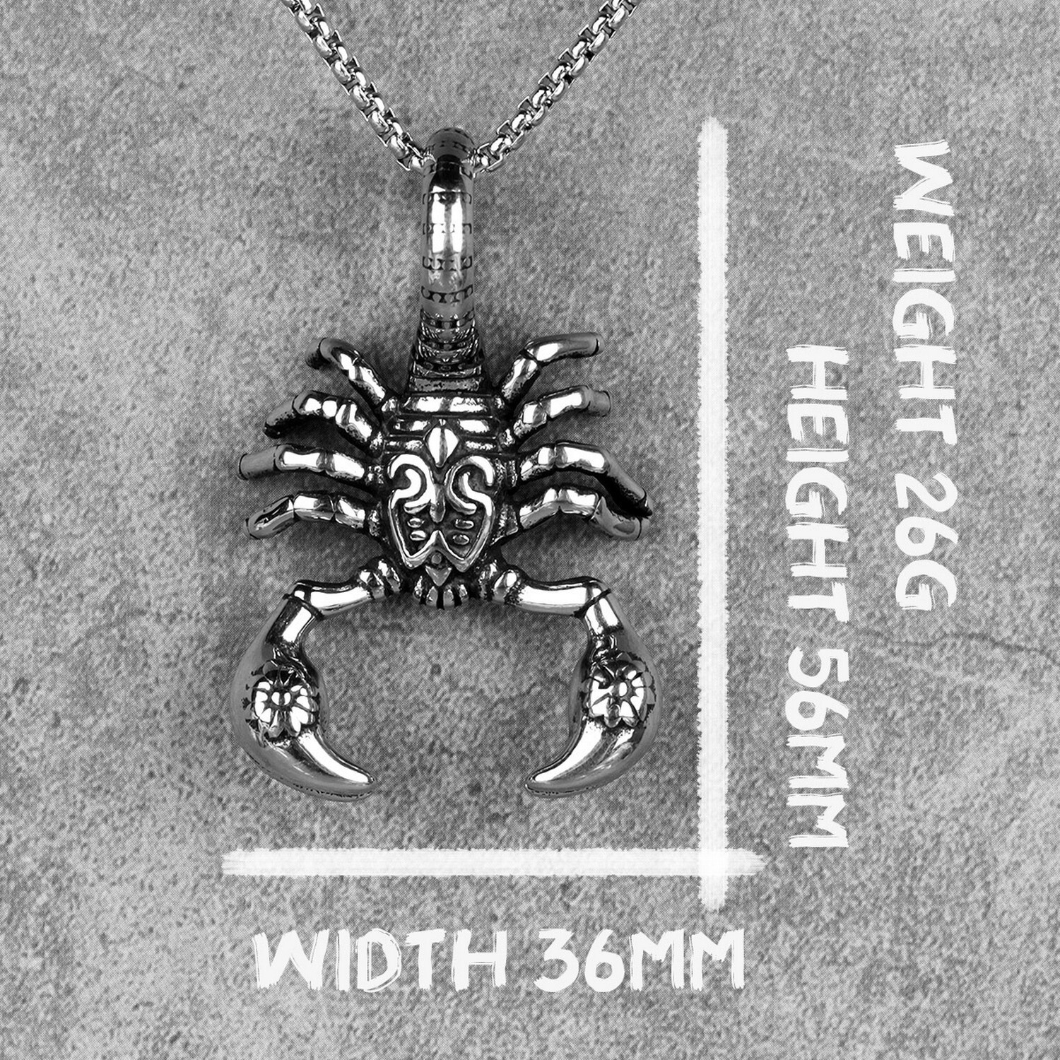 Scorpion Animal Men’s Long Necklace Stainless Silver Pendant Chain Punk Hip Hop