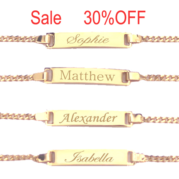 18K Gold Filled Personalized Baby ID Bracelet, Custom Name Boy or Girl Bracelet