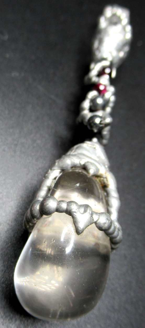 Amazing Artisan Quartz Crystal & Amethyst Caged Pendant