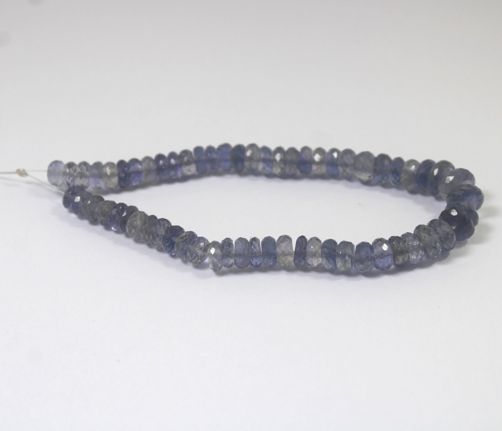 81 Ct 6 to 8.5 MM Natural Faceted Purple Blue Iolite Rondelle Shape 8 Inch Beads
