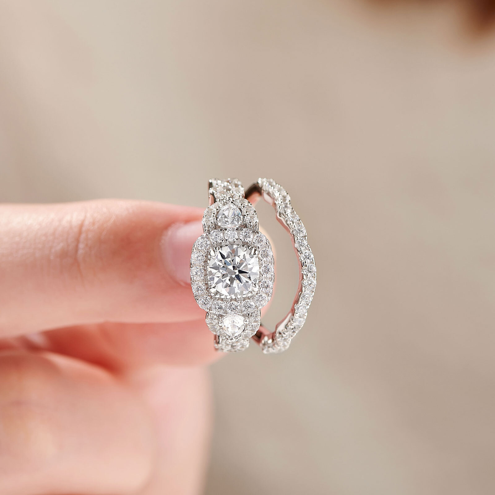 2.4CT Engagement Wedding Ring Sets Solid 925 Sterling Silver AAAAA Cubic Zircon