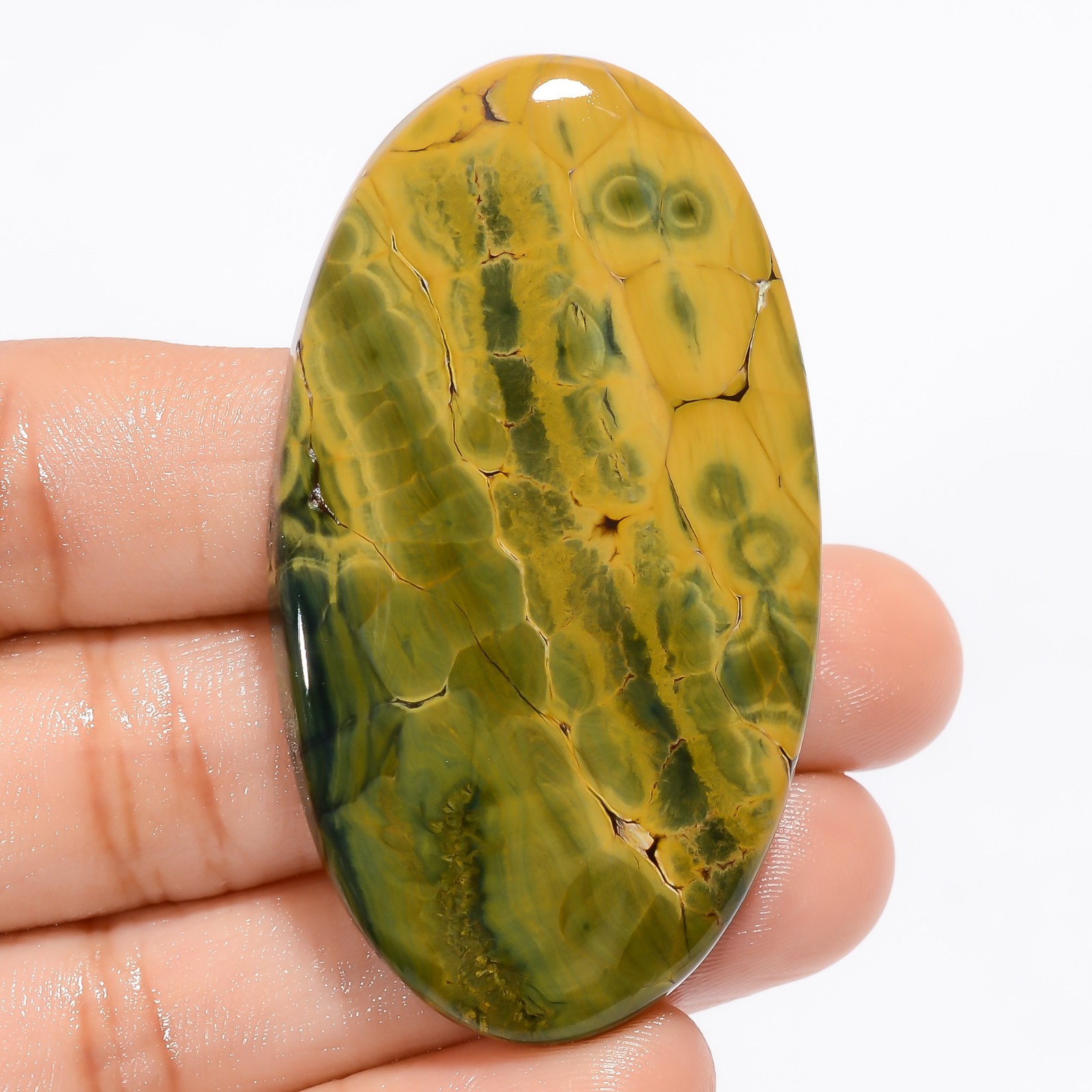 100% Natural Ocean Jasper Loose Gemstone Oval Shape Cabochon 105 Ct 557X32X6 mm