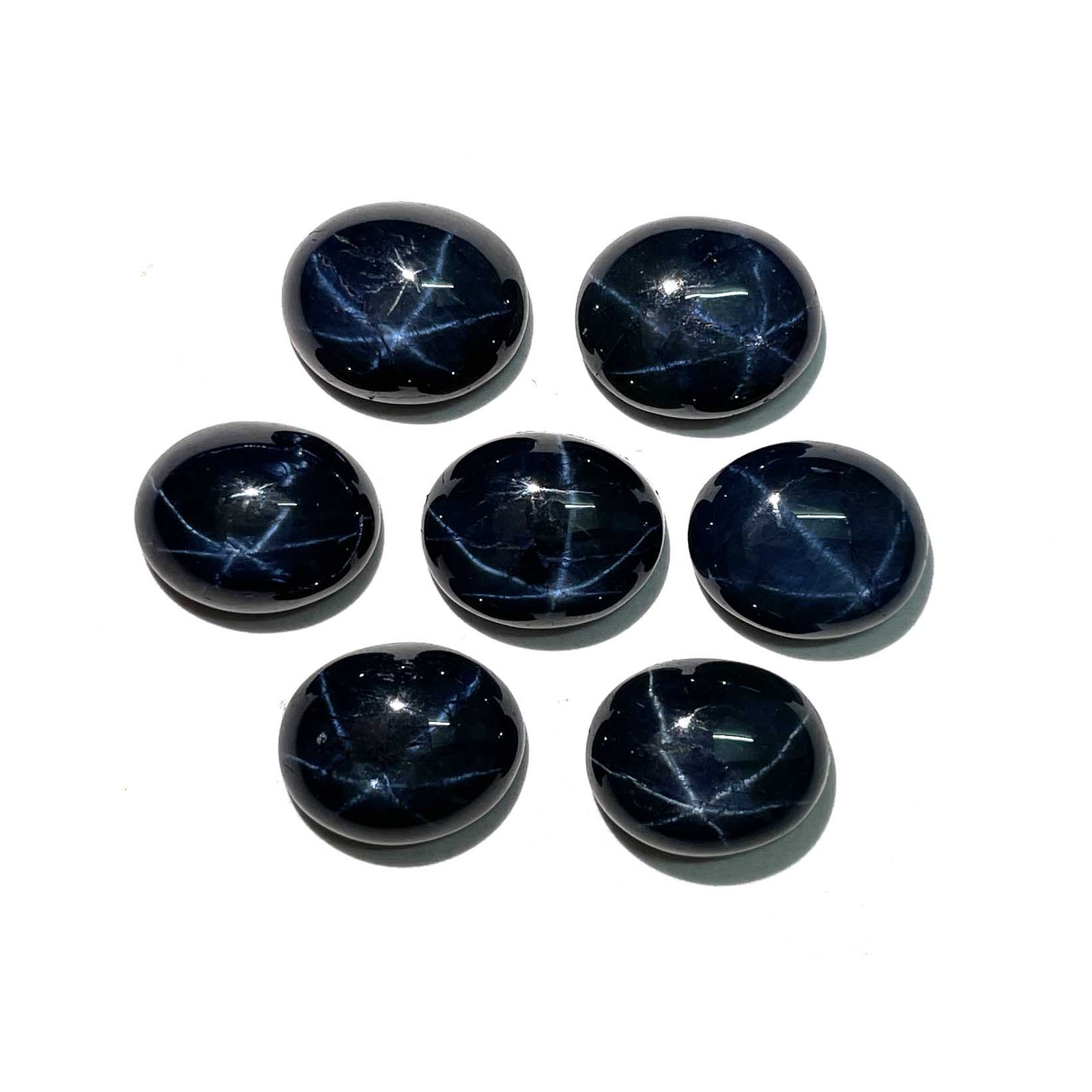 Diffused Star Blue Sapphire Oval Cabochon Loose Gemstone Lot 2 Pcs 9*11 MM 11 CT