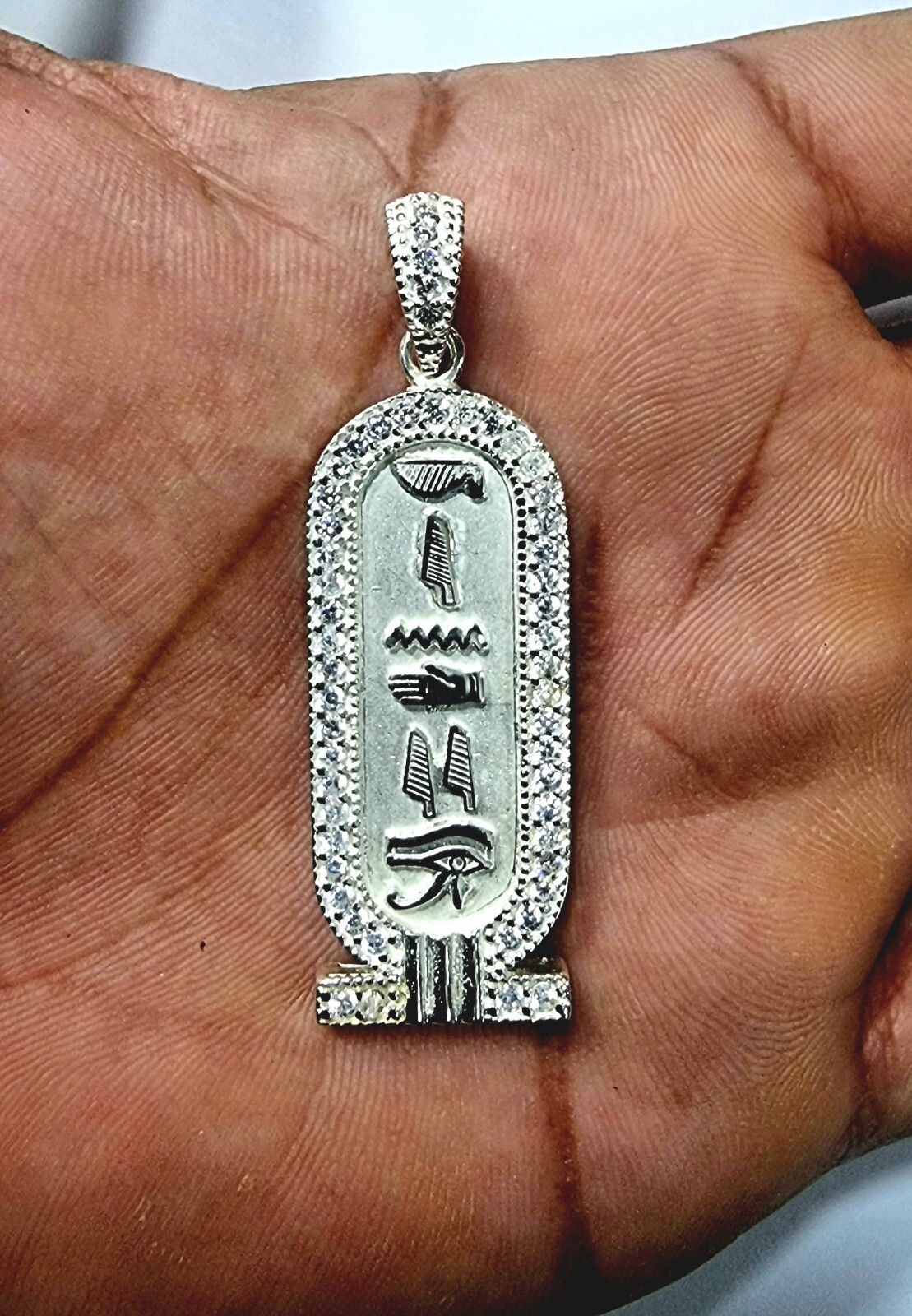 Personalize NAME and Favorite GEMSTONE On Sterling Silver SPARKLING Cartouche