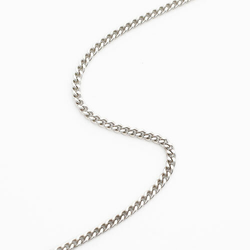 Pt850 Solid Platinum 1.3mm 2-Sided Curb Link Chain Necklace 17.75″ Adjustable