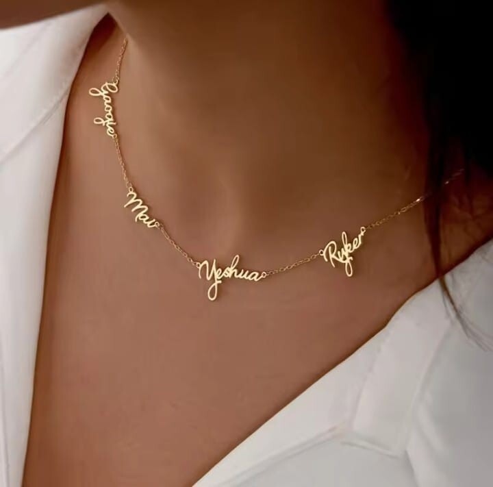 Personalized Custom 1- 9 Names Necklace Stianless Steel Customized Couple Kids