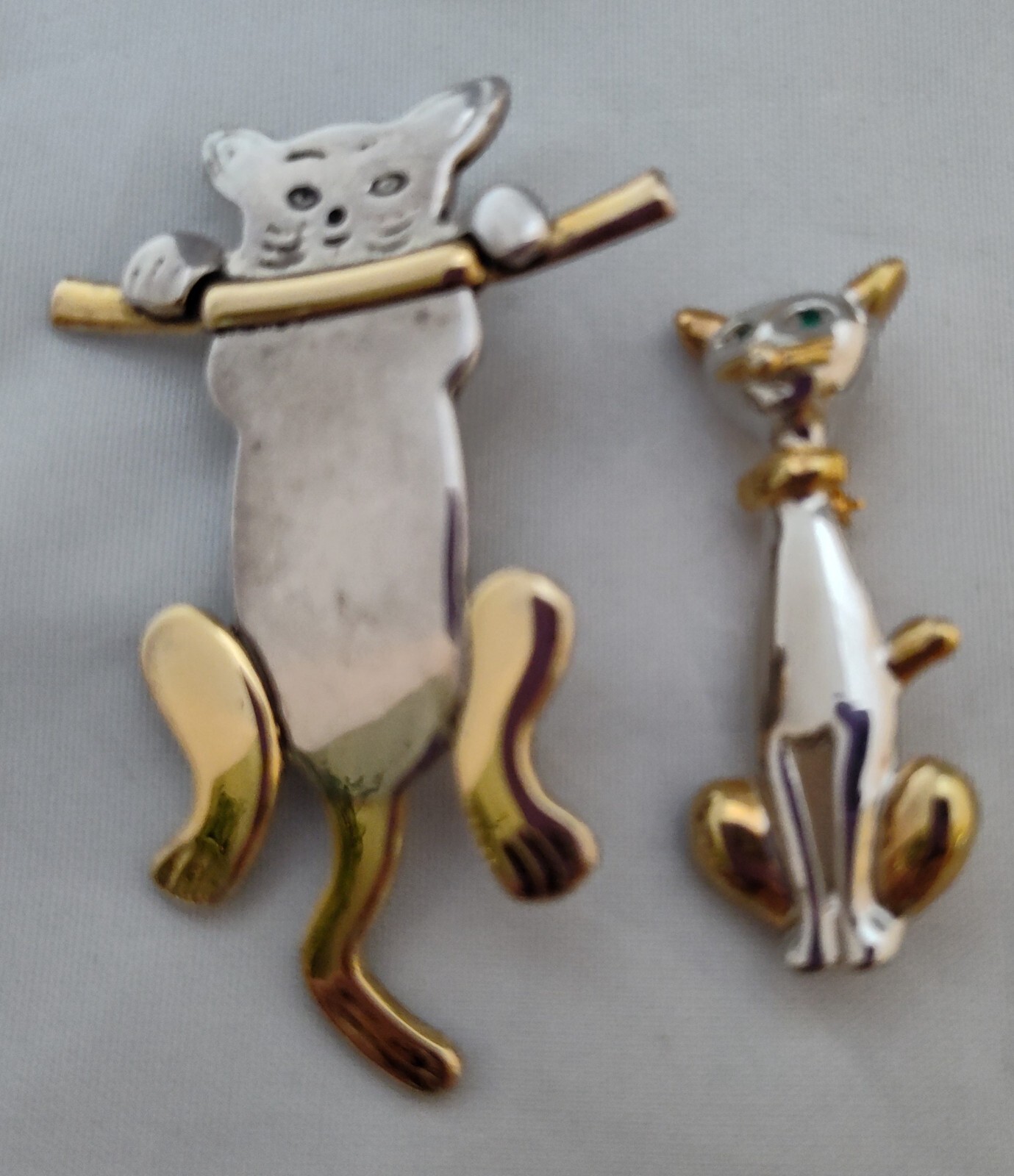 Vintage Cat Pins/Pendants JJ 1928 AJC Unmarked Lot of 9 One Sterling (SBB)