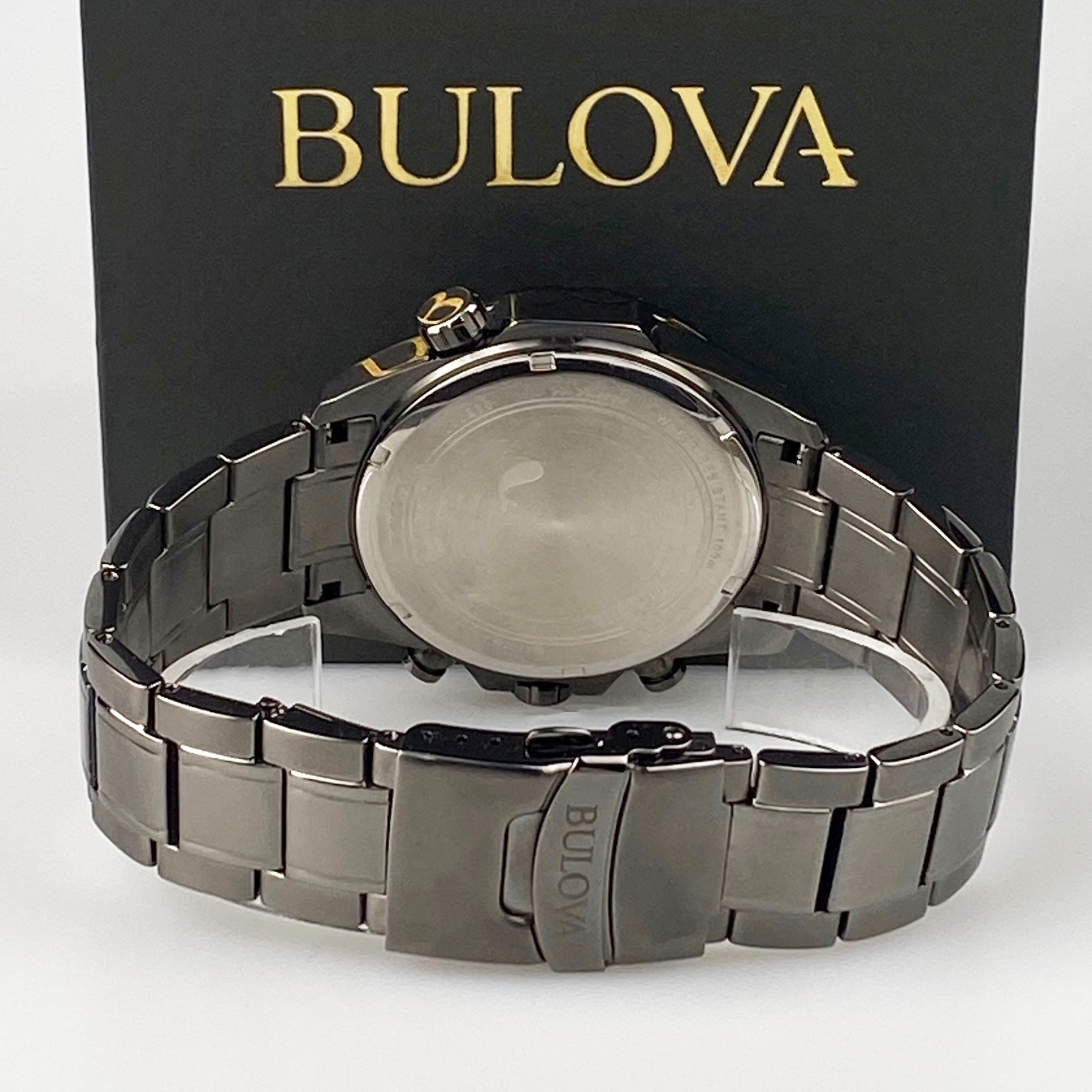 New Bulova 43 mm Marine Star Red Dial Men’s Quartz Chronograph Watch 98B350