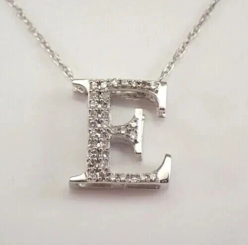 Letter “E” Pendant 0.50 Ct Round Simulated Diamond 14k White Gold Plated