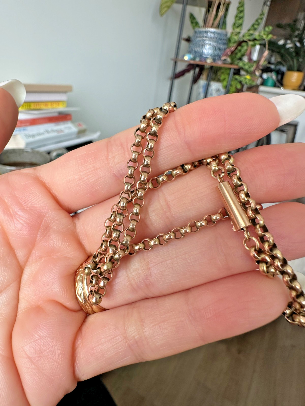 Antique 9ct/9k Rose Gold Rolo Chain.Neckalce 16 in 6.2 g , 3mm link