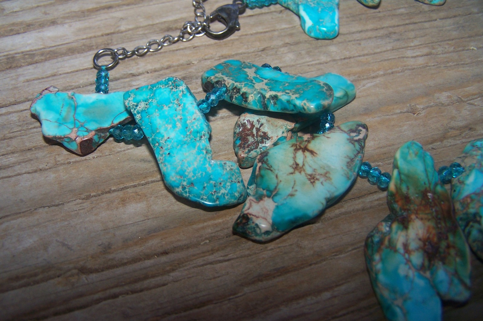 NWOT LUC Lucas Lameth Sterling Silver Turquoise Jasper Slab Statement Necklace