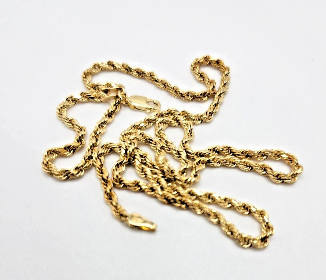 10K Yellow Gold Rope Chain Hollow 20.0 Inches long x 2.59mm x 2.54 mm