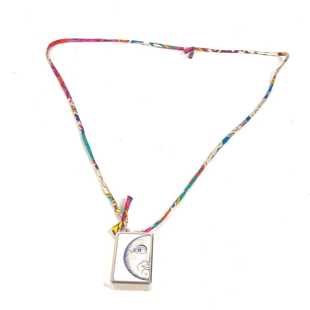 HERMES Moon Motif Pill Case Accessory Boite à Rêve Necklace Silver Women’s