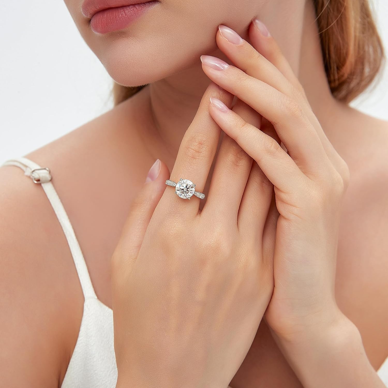1.5-4CT D VVS1 Two-Tone 18K Gold Plated S925 Moissanite Engagement Ring