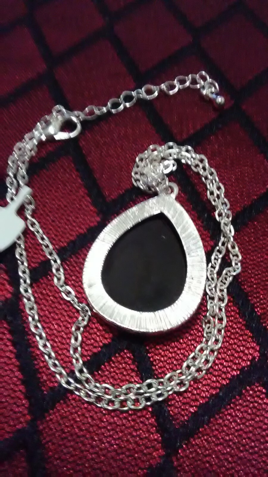 Designer Inspired Black Multi-Color Lucite Silvertone Pendant Necklace 18-20″