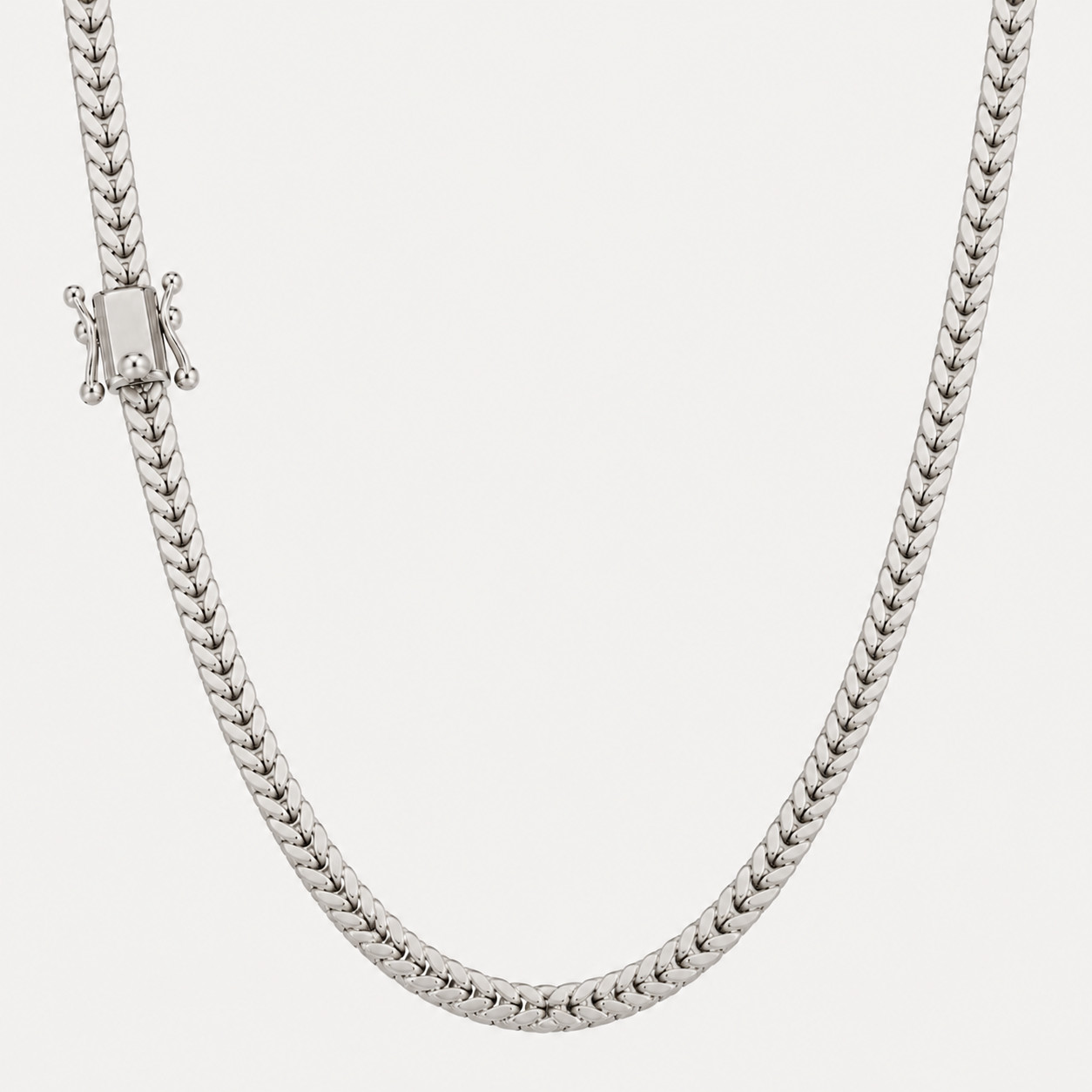 4mm Box Franco Chain Necklace – Solid 925 Sterling Silver Or Oxidized Rhodium