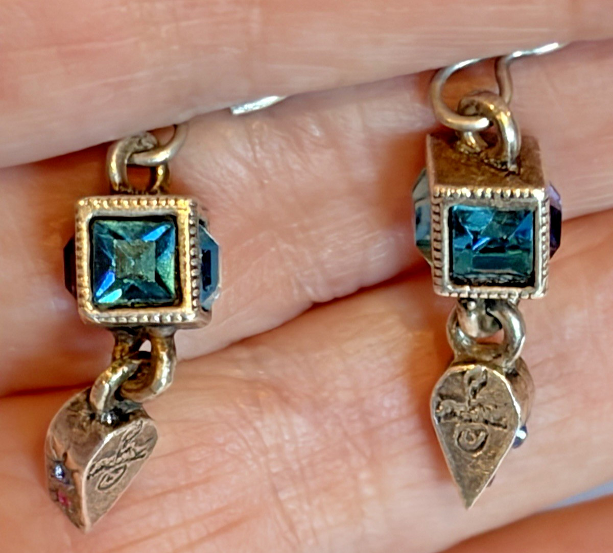 Signed PATRICIA LOCKE STERLING SILVER 925 Multi-Crystal Dangle Earrings VTG-FAB!