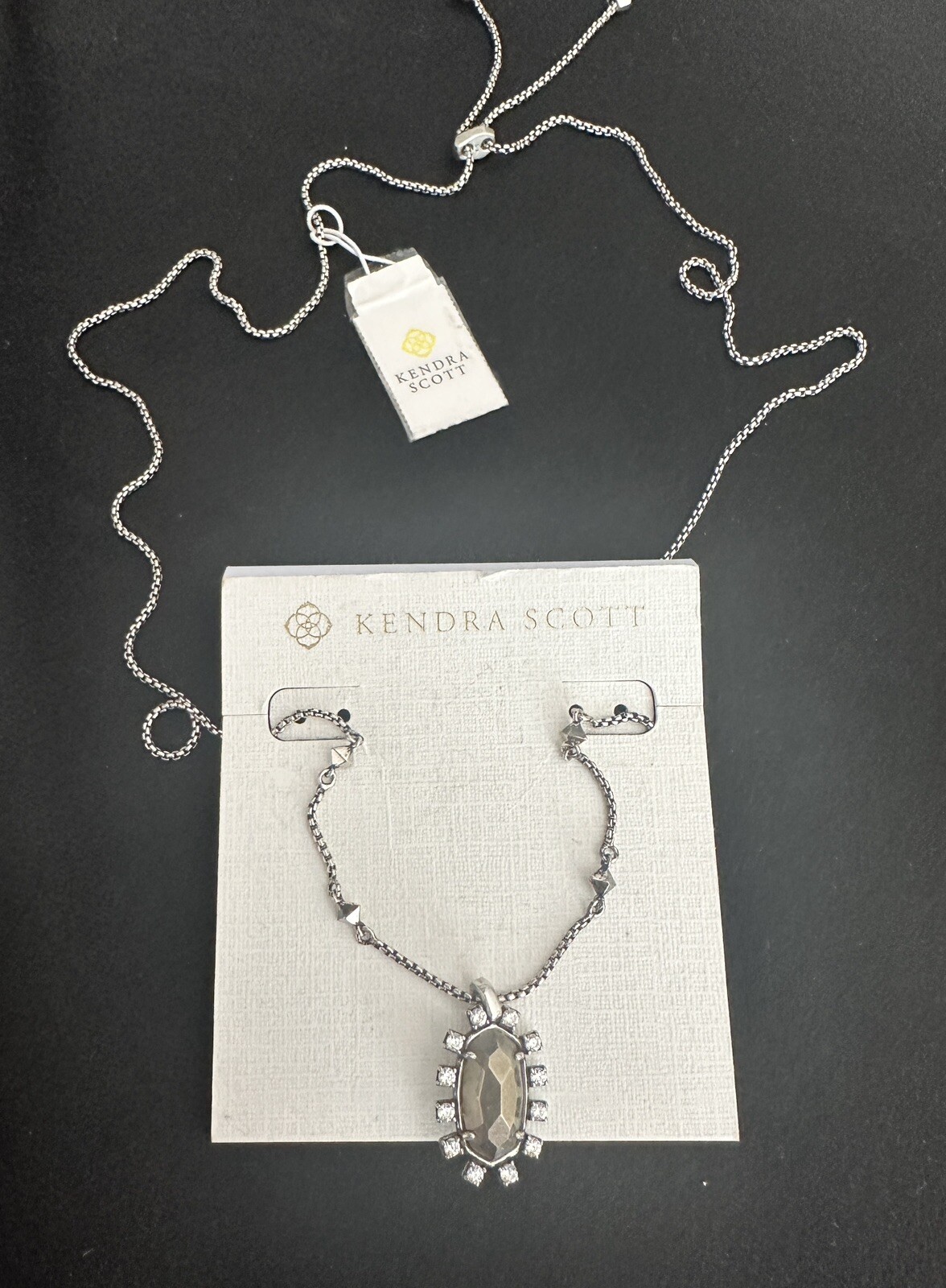 Kendra Scott Axon Necklace Gunmetal Black Adjustable/ Slider