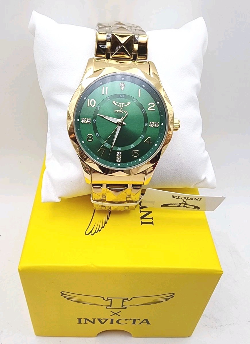 Invicta Specialty 69021 Men’s Green Dial Gold Tone Watch New In Box