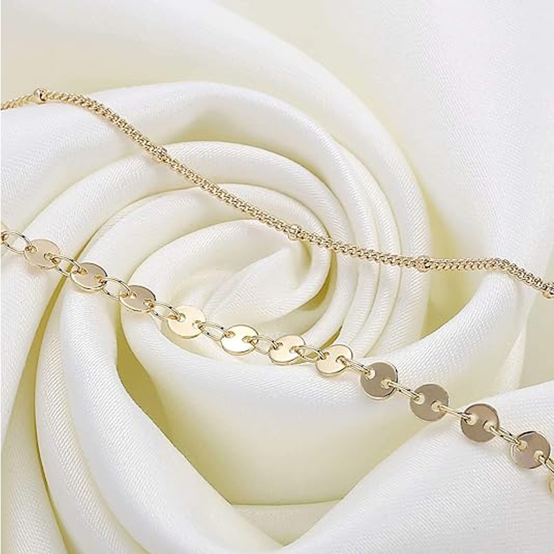 Premium Quality Dainty Layered Paperclip Chain Bracelet Necklace Set Geometric
