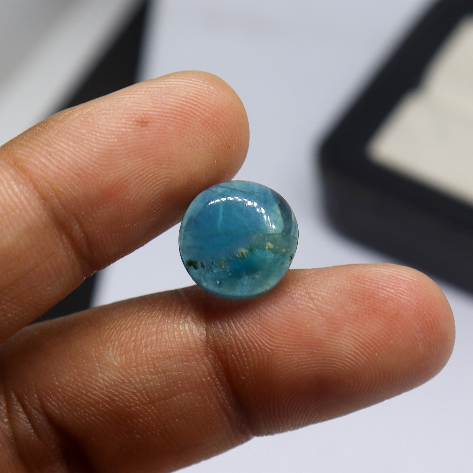 Exotic Blue Green Fluorite 13mm Round Cabochon Natural Designer Gem 10.40 Ct