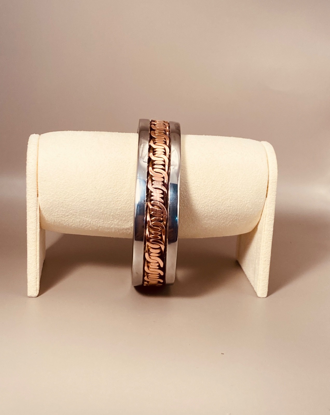 Mens Artisan Handcrafted Pure Stainless Steel & Pure Copper Cuff Made in the USA
